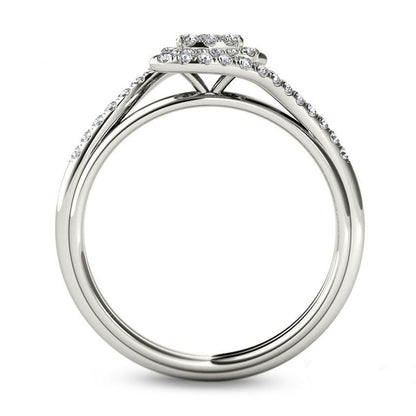 0.50 CT. T.W. Composite Natural Diamond Square Frame Bypass Engagement Ring in Solid 14K White Gold