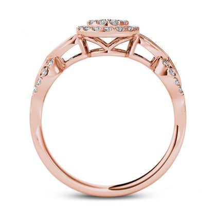 0.50 CT. T.W. Composite Natural Diamond Double Frame Petal Engagement Ring in Solid 14K Rose Gold
