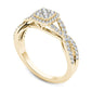 0.50 CT. T.W. Composite Natural Diamond Square Frame Twist Engagement Ring in Solid 14K Gold