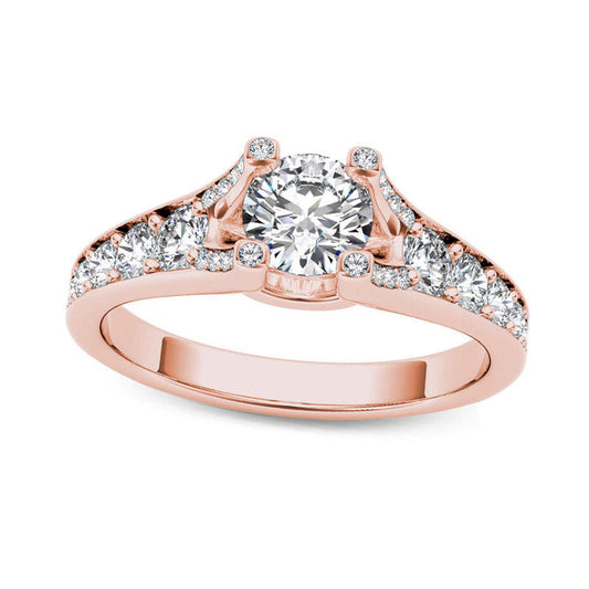 0.75 CT. T.W. Natural Diamond Engagement Ring in Solid 14K Rose Gold