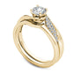 0.63 CT. T.W. Natural Diamond Twist Bypass Bridal Engagement Ring Set in Solid 14K Gold