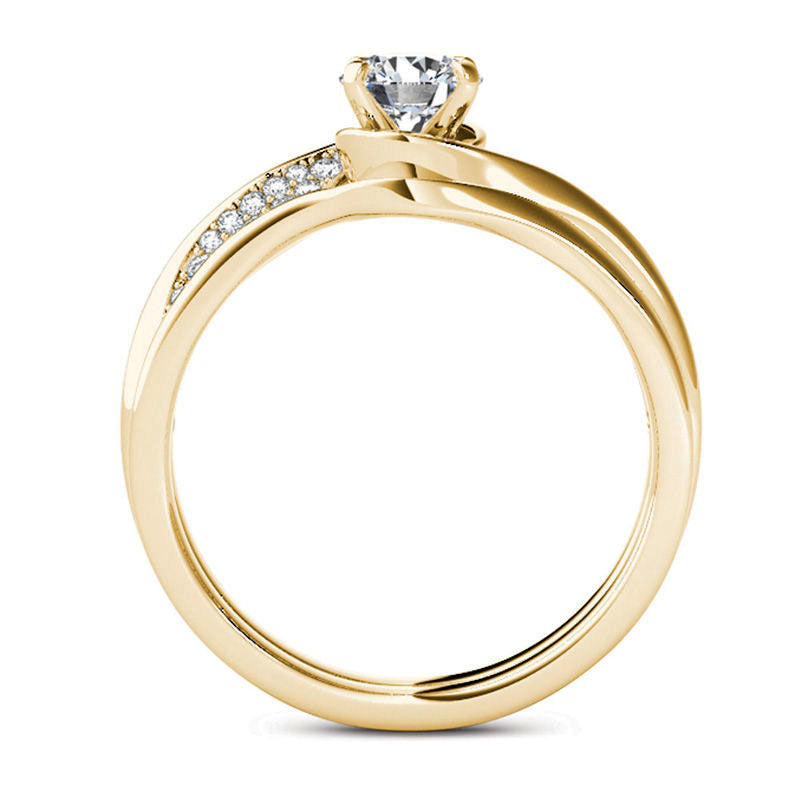 0.63 CT. T.W. Natural Diamond Twist Bypass Bridal Engagement Ring Set in Solid 14K Gold