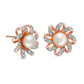 6.0mm Cultured Freshwater Pearl and 0.17 CT. T.W. Diamond Pinwheel Stud Earrings in 10K Rose Gold