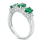Oval Lab-Created Emerald and White Sapphire Three Stone Ring in Solid 10K White Gold