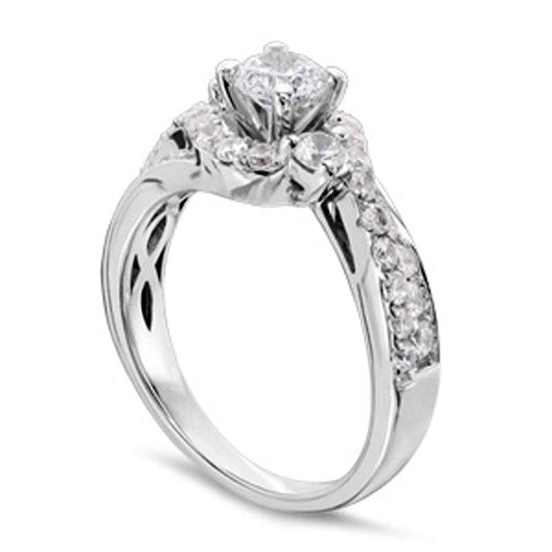 1.25 CT. T.W. Natural Diamond Frame Bypass Engagement Ring in Solid 14K White Gold