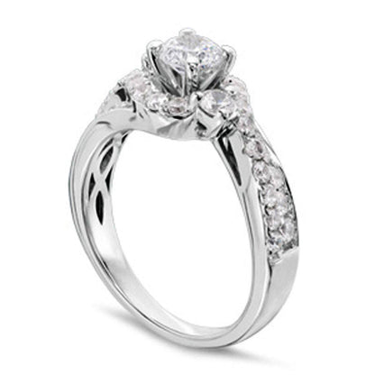1.25 CT. T.W. Natural Diamond Frame Bypass Engagement Ring in Solid 14K White Gold