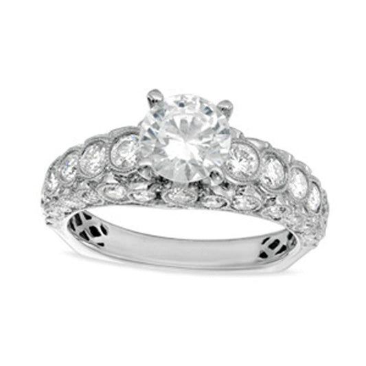 2.0 CT. T.W. Natural Diamond Antique Vintage-Style Engagement Ring in Solid 14K White Gold