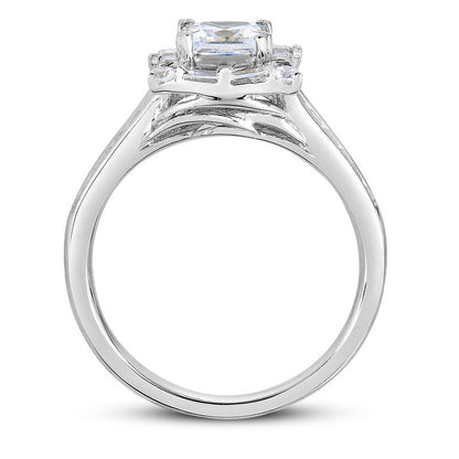 1.88 CT. T.W. Princess-Cut Natural Diamond Frame Engagement Ring in Solid 14K White Gold