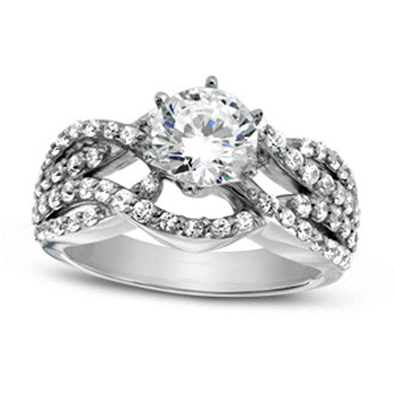 1.75 CT. T.W. Natural Diamond Woven Engagement Ring in Solid 14K White Gold