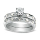 1.0 CT. T.W. Natural Diamond Quilted Bridal Engagement Ring Set in Solid 14K White Gold
