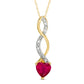 6.0mm Heart-Shaped Lab-Created Ruby and Diamond Accent Cascading Pendant in 10K Yellow Gold
