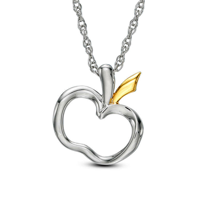 Tilted Apple Pendant in 10K Two-Tone Gold