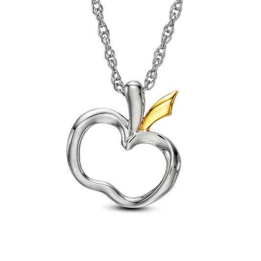 Tilted Apple Pendant in 10K Two-Tone Gold