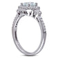 5.0mm Cushion-Cut Aquamarine and0.17 CT. T.W. Natural Diamond Frame Ring in Solid 10K White Gold