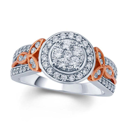 0.75 CT. T.W. Composite Natural Diamond Celtic Trinity Engagement Ring in Solid 10K Two-Tone Gold