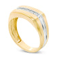Men's 0.10 CT. T.W. Natural Diamond Five Stone Wedding Band in Solid 10K Two-Tone Gold