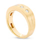 Men's 0.25 CT. T.W. Natural Diamond Three Stone Comfort Fit Wedding Band in Solid 10K Yellow Gold