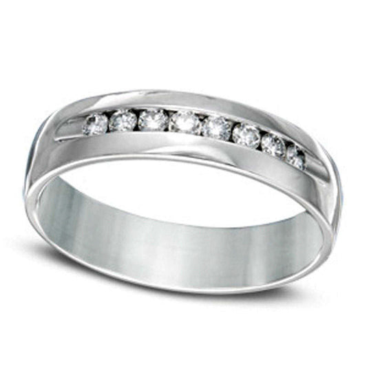 Men's 0.50 CT. T.W. Natural Diamond Channel Anniversary Band in Solid 14K White Gold (I/SI2)