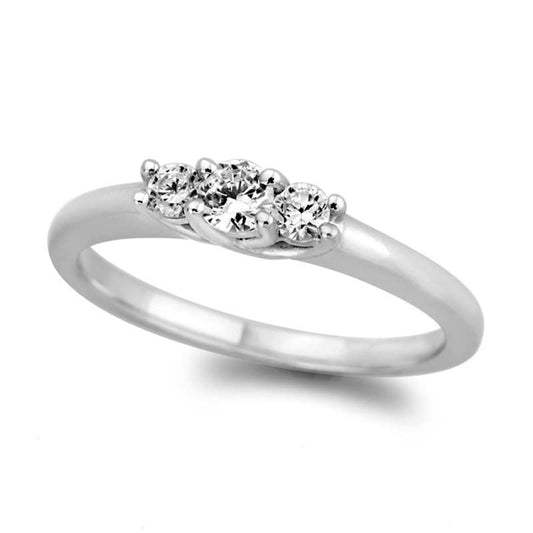 0.25 CT. T.W. Certified Natural Diamond Three Stone Engagement Ring in Solid 14K White Gold (I/SI2)