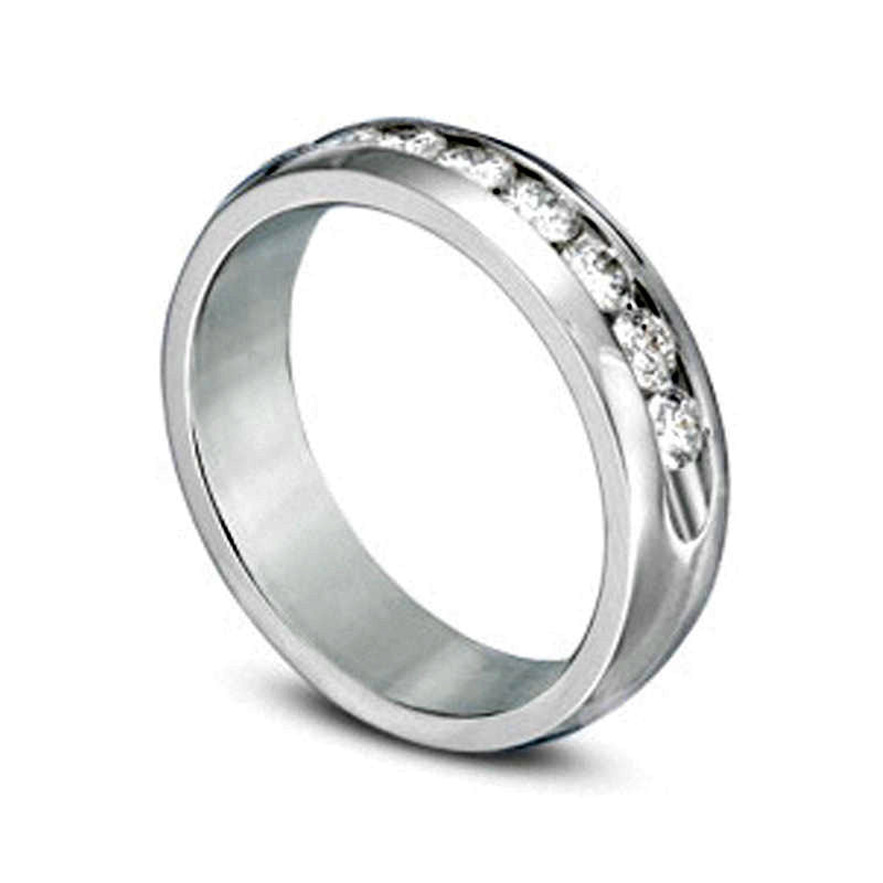 Mens 2.0 CT. T.W. Natural Diamond Channel Anniversary Band in Solid 14K White Gold (I/SI2)