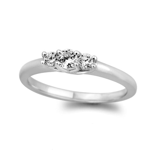 0.50 CT. T.W. Certified Natural Diamond Three Stone Engagement Ring in Solid 14K White Gold (I/SI2)