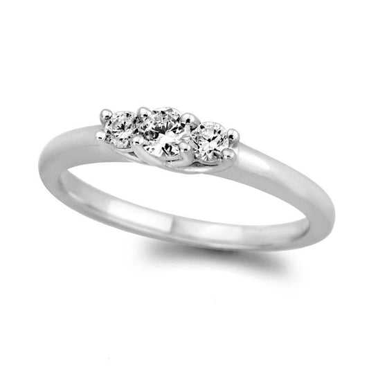 0.75 CT. T.W. Certified Natural Diamond Three Stone Engagement Ring in Solid 14K White Gold (I/SI2)