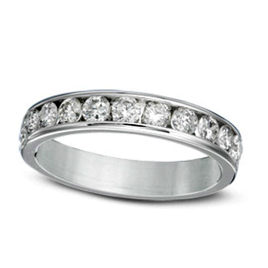 1.0 CT. T.W. Certified Natural Diamond Channel Anniversary Band in Solid 14K White Gold (I/SI2)