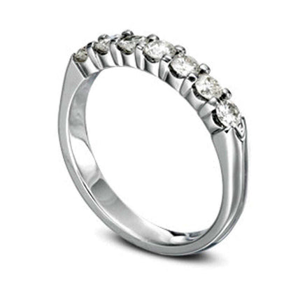 0.25 CT. T.W. Certified Natural Diamond Seven Stone Anniversary Band in Solid 14K White Gold (I/SI2)
