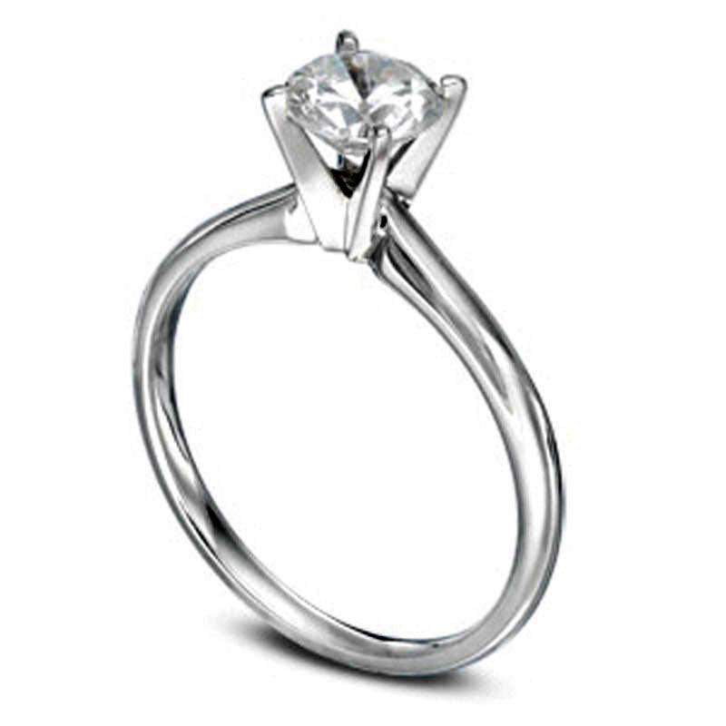 Certified 1.0 CT. Natural Clarity Enhanced Diamond Solitaire Engagement Ring in Solid 14K White Gold (I/SI2)