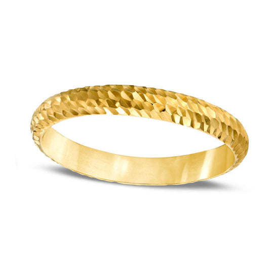 Ladies Natural Diamond-Cut Band in Solid 14K Gold - Size 7