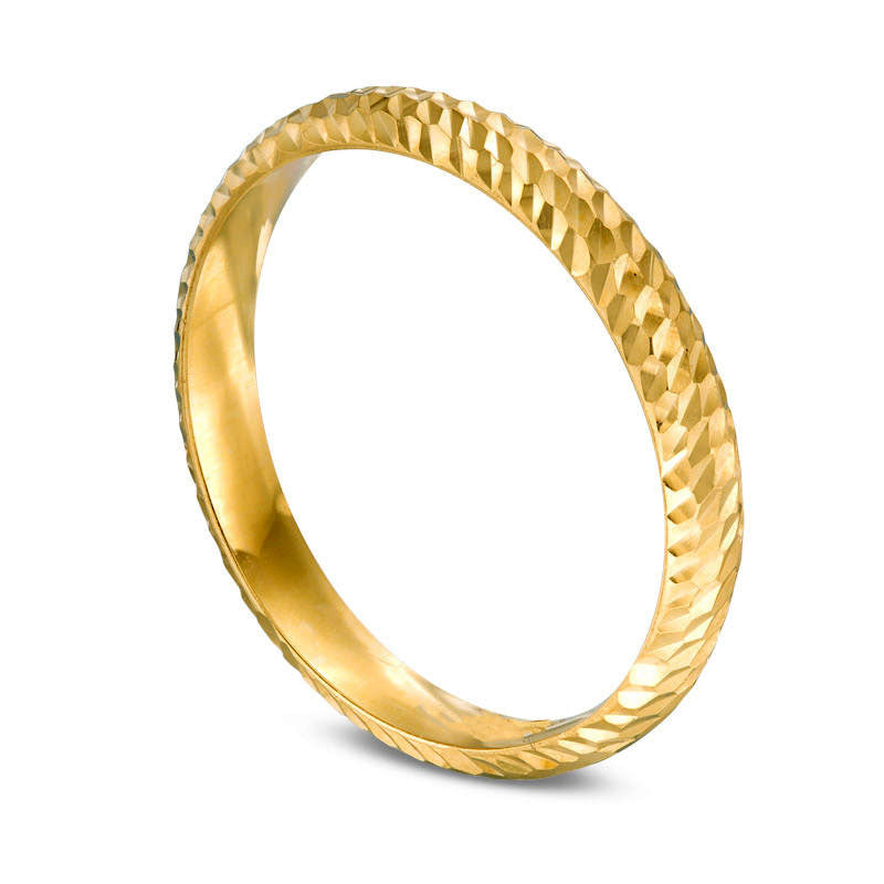 Ladies Natural Diamond-Cut Band in Solid 14K Gold - Size 7