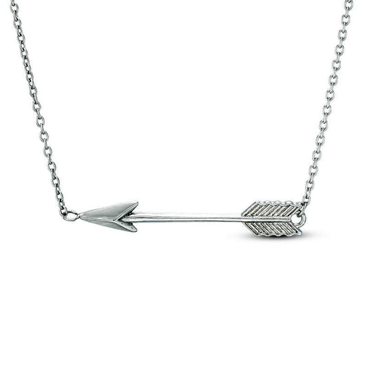 Sideways Arrow Necklace in 14K White Gold