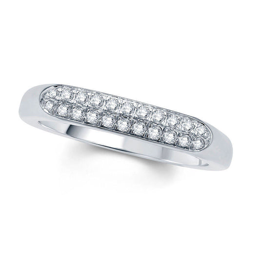 0.20 CT. T.W. Natural Diamond Double Row Anniversary Band in Solid 10K White Gold