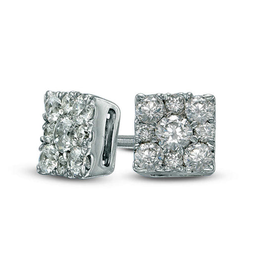 0.25 CT. T.W. Composite Diamond Square Stud Earrings in 10K White Gold