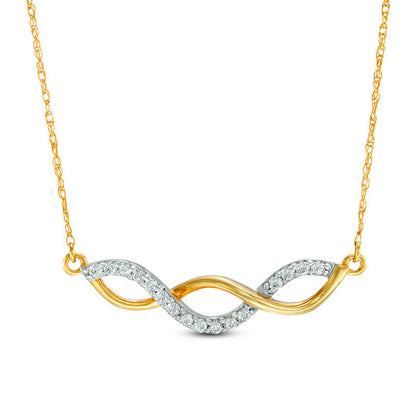 0.17 CT. T.W. Natural Diamond Twist Necklace in 10K Yellow Gold