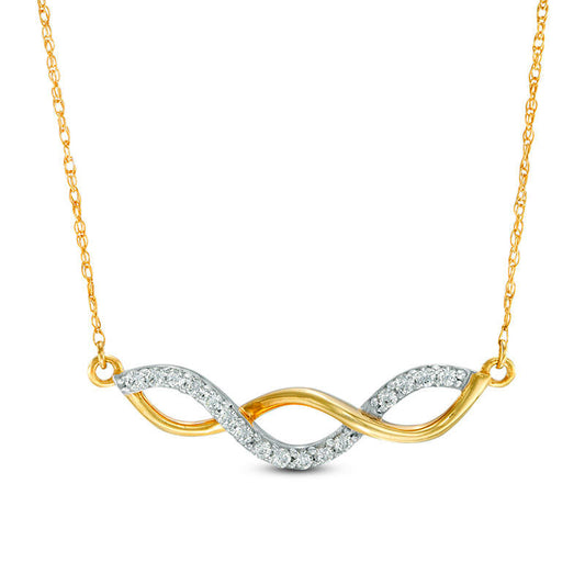 0.17 CT. T.W. Natural Diamond Twist Necklace in 10K Yellow Gold