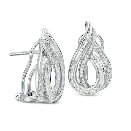 0.5 CT. T.W. Diamond Swirl Pear-Shaped Drop Earrings in 14K White Gold