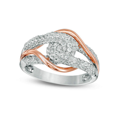1.0 CT. T.W. Composite Natural Diamond Bypass Ring in Solid 14K Two-Tone Gold