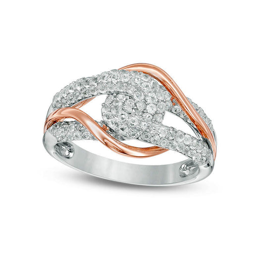 1.0 CT. T.W. Composite Natural Diamond Bypass Ring in Solid 14K Two-Tone Gold