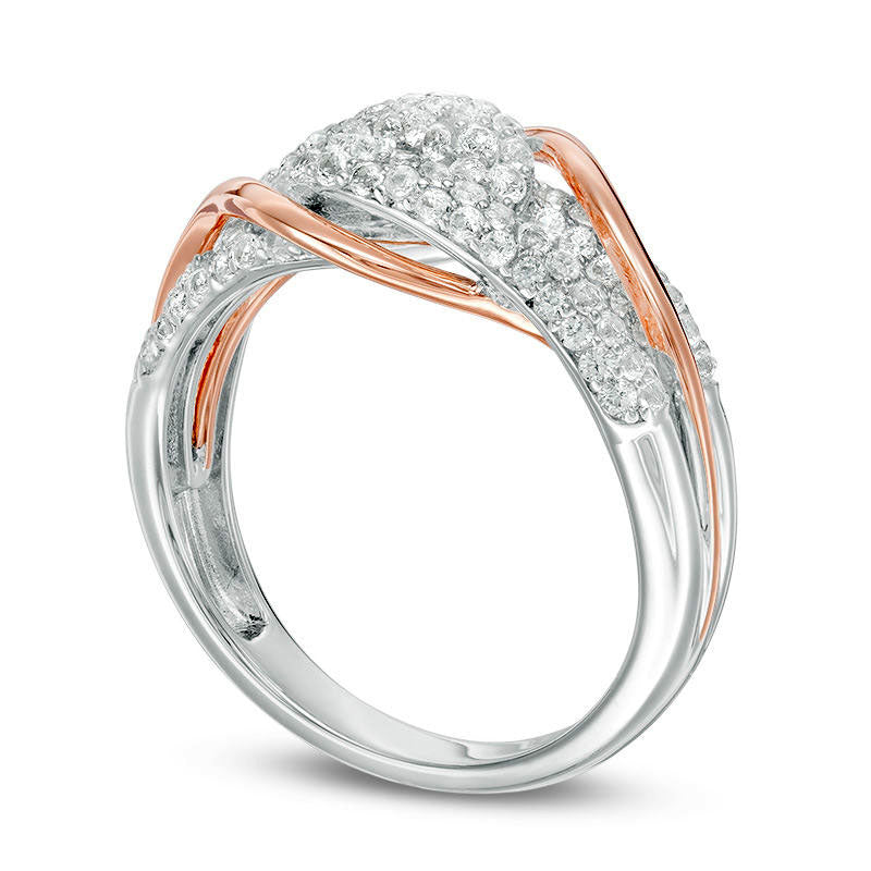 1.0 CT. T.W. Composite Natural Diamond Bypass Ring in Solid 14K Two-Tone Gold
