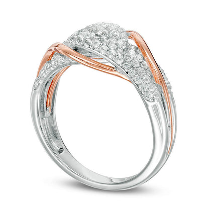 1.0 CT. T.W. Composite Natural Diamond Bypass Ring in Solid 14K Two-Tone Gold