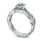 0.25 CT. T.W. Princess-Cut Natural Diamond Frame Twist Bridal Engagement Ring Set in Solid 10K White Gold