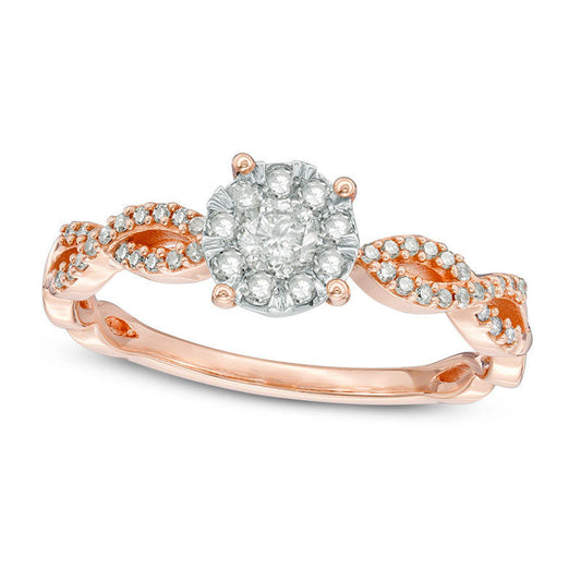 0.38 CT. T.W. Natural Diamond Frame Twist Shank Engagement Ring in Solid 10K Rose Gold