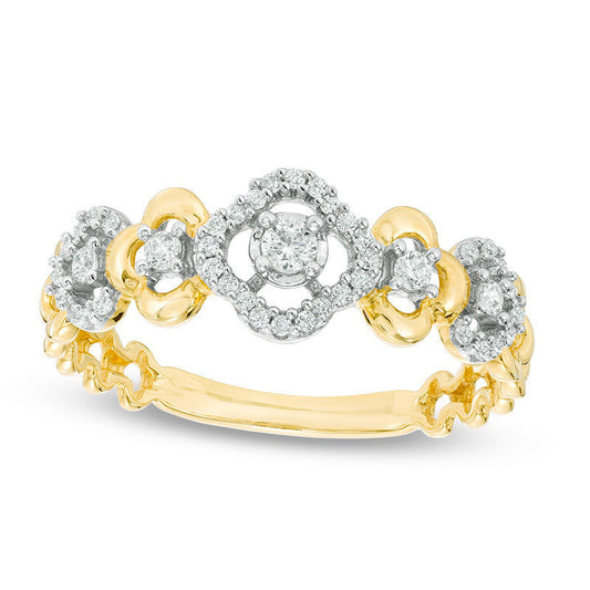 0.20 CT. T.W. Natural Diamond Flower Frame Ring in Solid 10K Yellow Gold