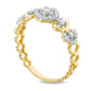 0.20 CT. T.W. Natural Diamond Flower Frame Ring in Solid 10K Yellow Gold