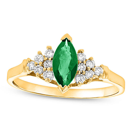 Marquise Emerald and 0.20 CT. T.W. Natural Diamond Composite Ring in Solid 14K Gold