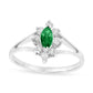 Marquise Emerald and 0.17 CT. T.W. Natural Diamond Frame Split Shank Ring in Solid 14K White Gold