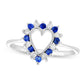 Blue Sapphire and 0.17 CT. T.W. Natural Diamond Heart Outline Ring in Solid 14K White Gold