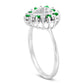 Emerald and 0.17 CT. T.W. Natural Diamond Heart Outline Ring in Solid 14K White Gold