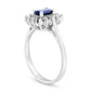 Emerald-Cut Blue Sapphire and 0.13 CT. T.W. Natural Diamond Starburst Frame Ring in Solid 14K White Gold